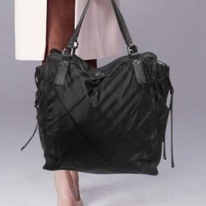 Authentic Burberry Nova Check shoulder bag tote purse black nylon messenger